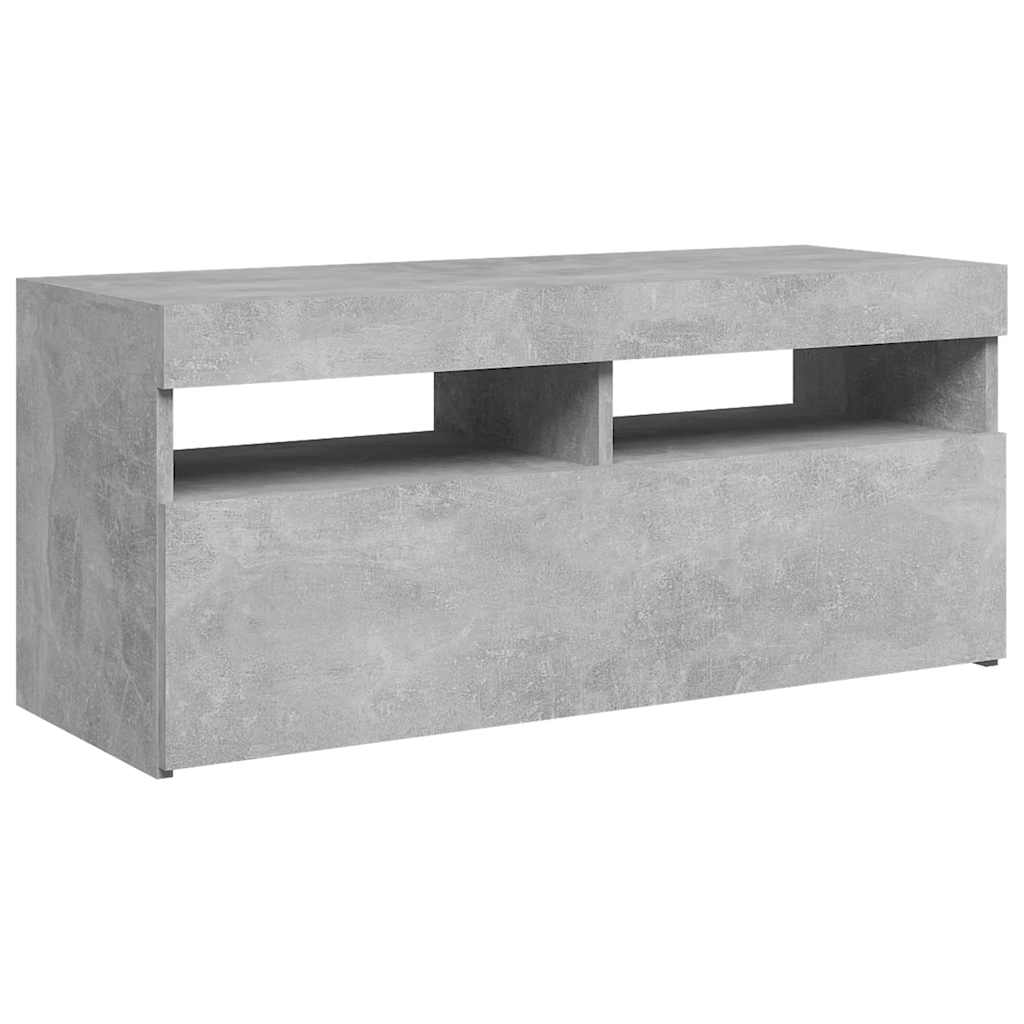 vidaXL Comodă TV cu lumini LED, gri beton, 90x35x40 cm vidaXL Comodă TV cu lumini LED, gri beton, 90x35x40 cm
