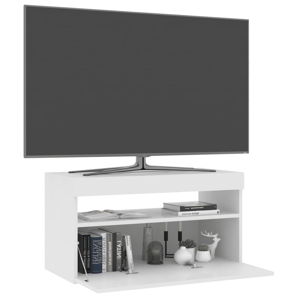 vidaXL Comodă TV cu lumini LED, alb, 75x35x40 cm vidaXL Comodă TV cu lumini LED, alb, 75x35x40 cm