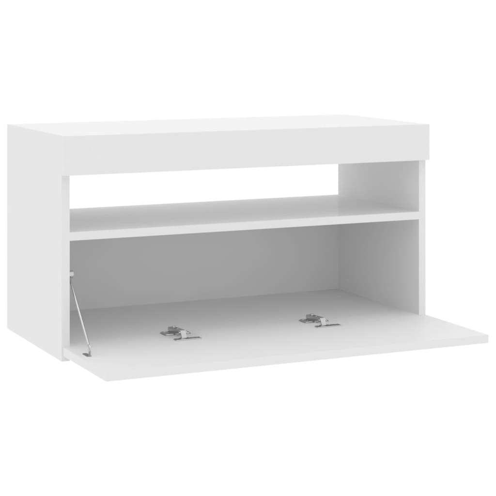 vidaXL Comodă TV cu lumini LED, alb, 75x35x40 cm vidaXL Comodă TV cu lumini LED, alb, 75x35x40 cm