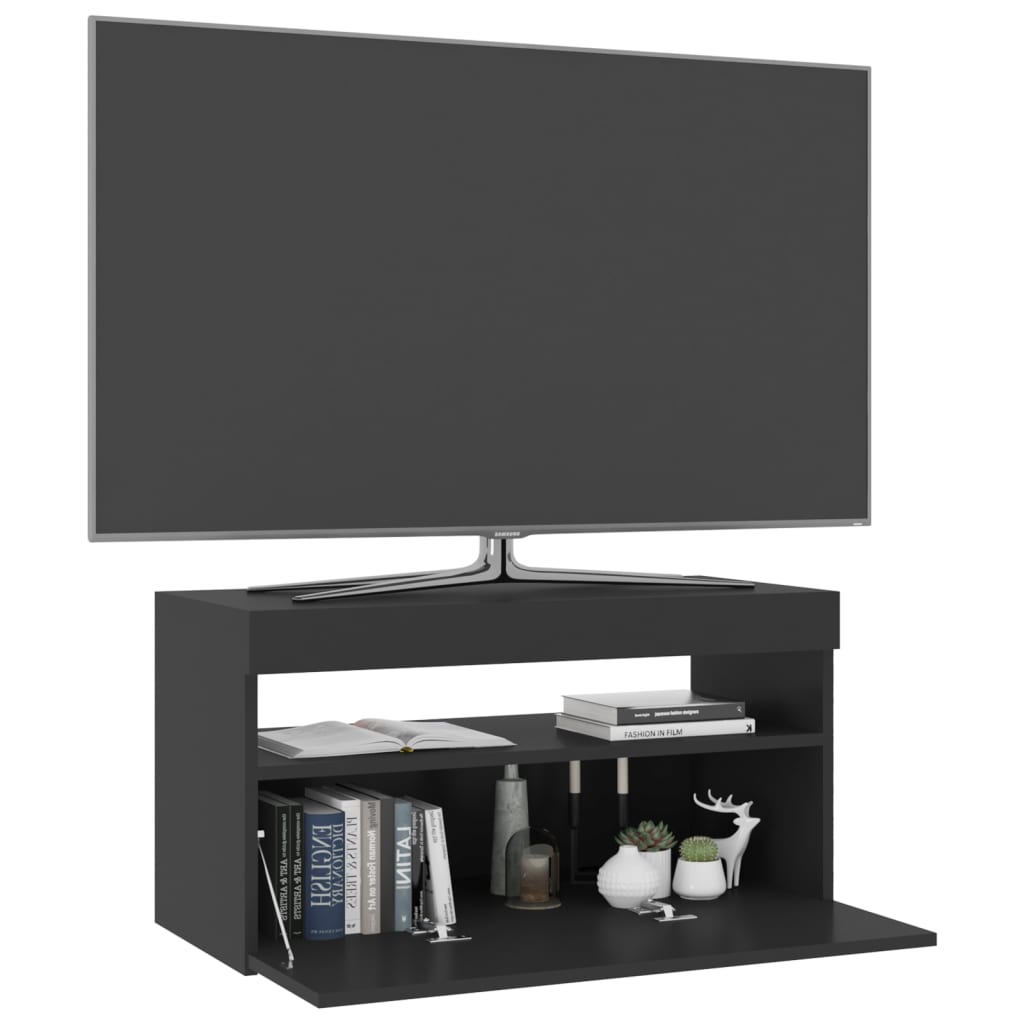 vidaXL Comodă TV cu lumini LED, negru, 75x35x40 cm