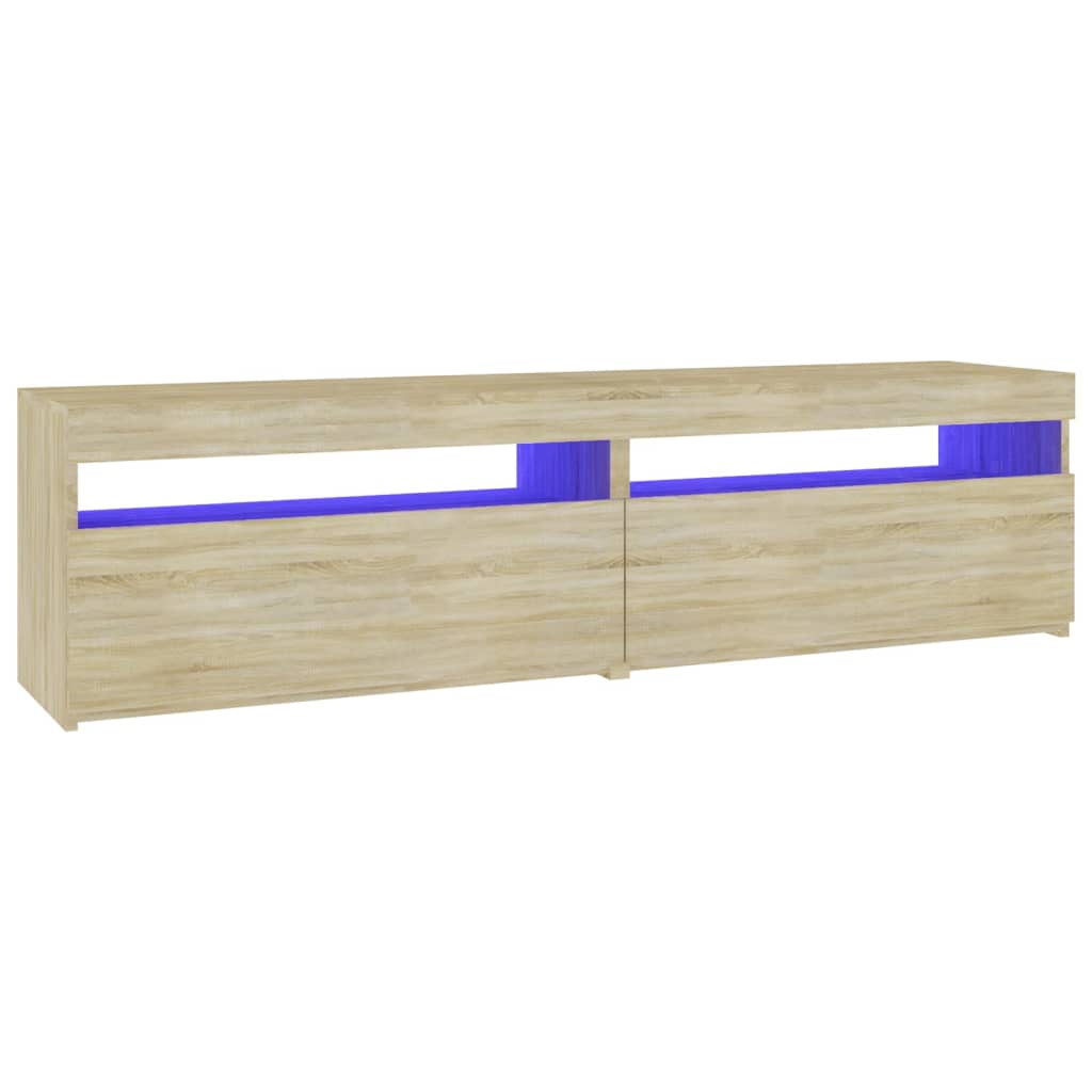 vidaXL Comode TV cu lumini LED, 2 buc., stejar sonoma, 75x35x40 cm