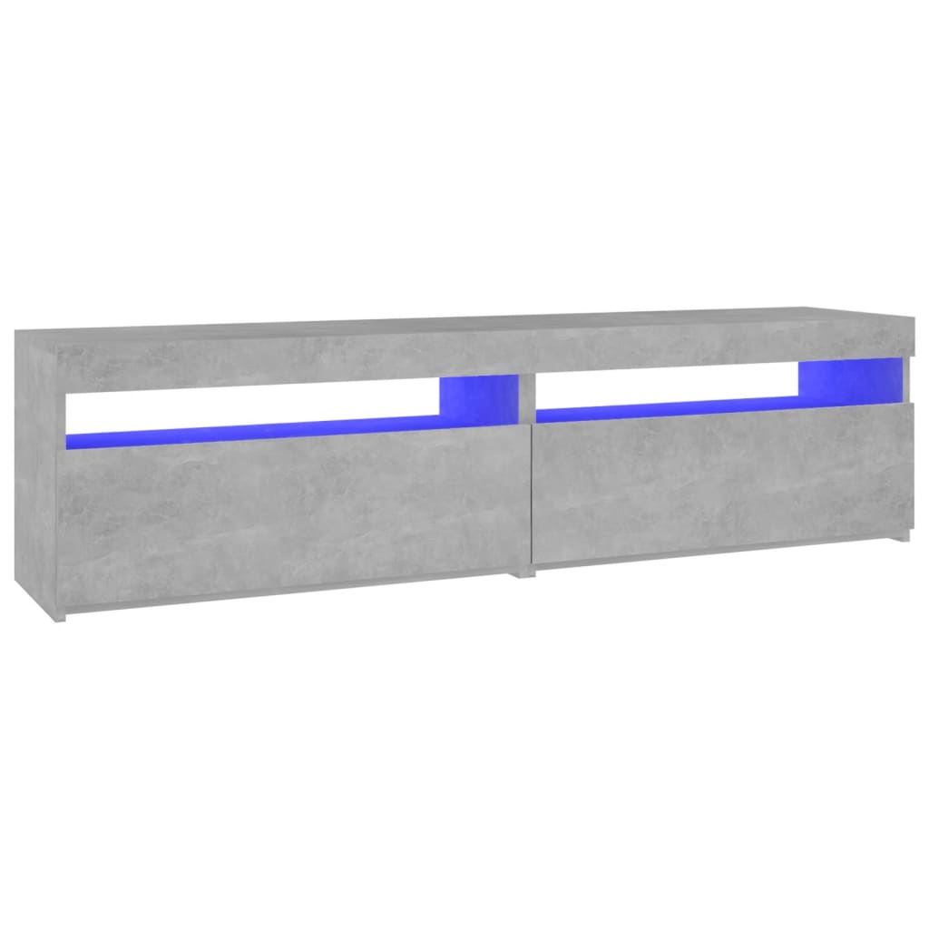 vidaXL Comode TV cu lumini LED, 2 buc., gri beton, 75x35x40 cm