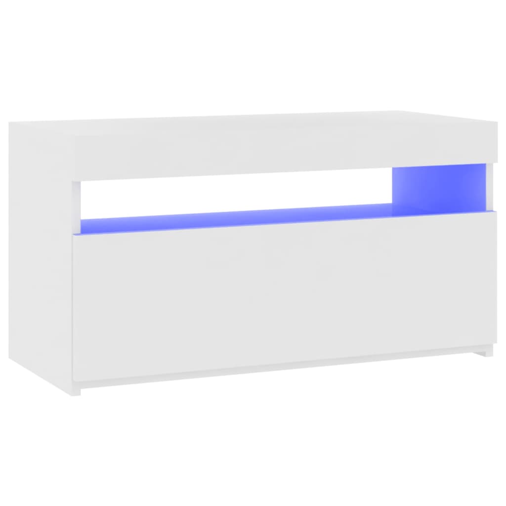 vidaXL Comodă TV cu lumini LED, alb extralucios, 75x35x40 cm