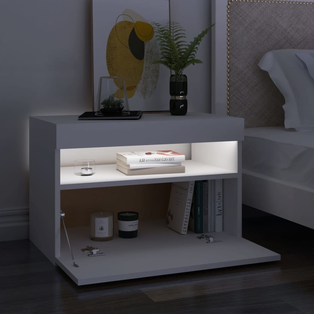 vidaXL Comodă TV cu lumini LED, alb, 60x35x40 cm vidaXL Comodă TV cu lumini LED, alb, 60x35x40 cm