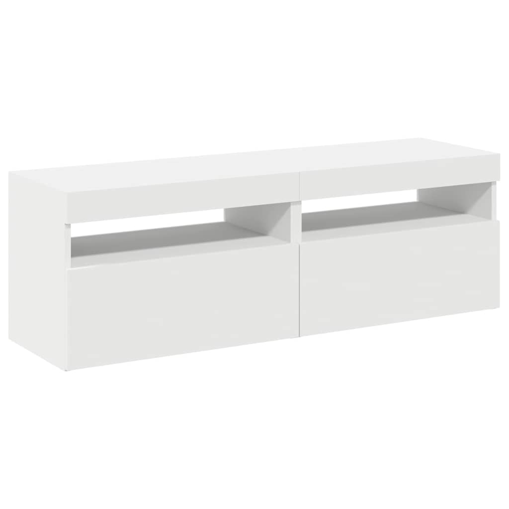vidaXL Comode TV cu lumini LED, 2 buc., alb, 60x35x40 cm