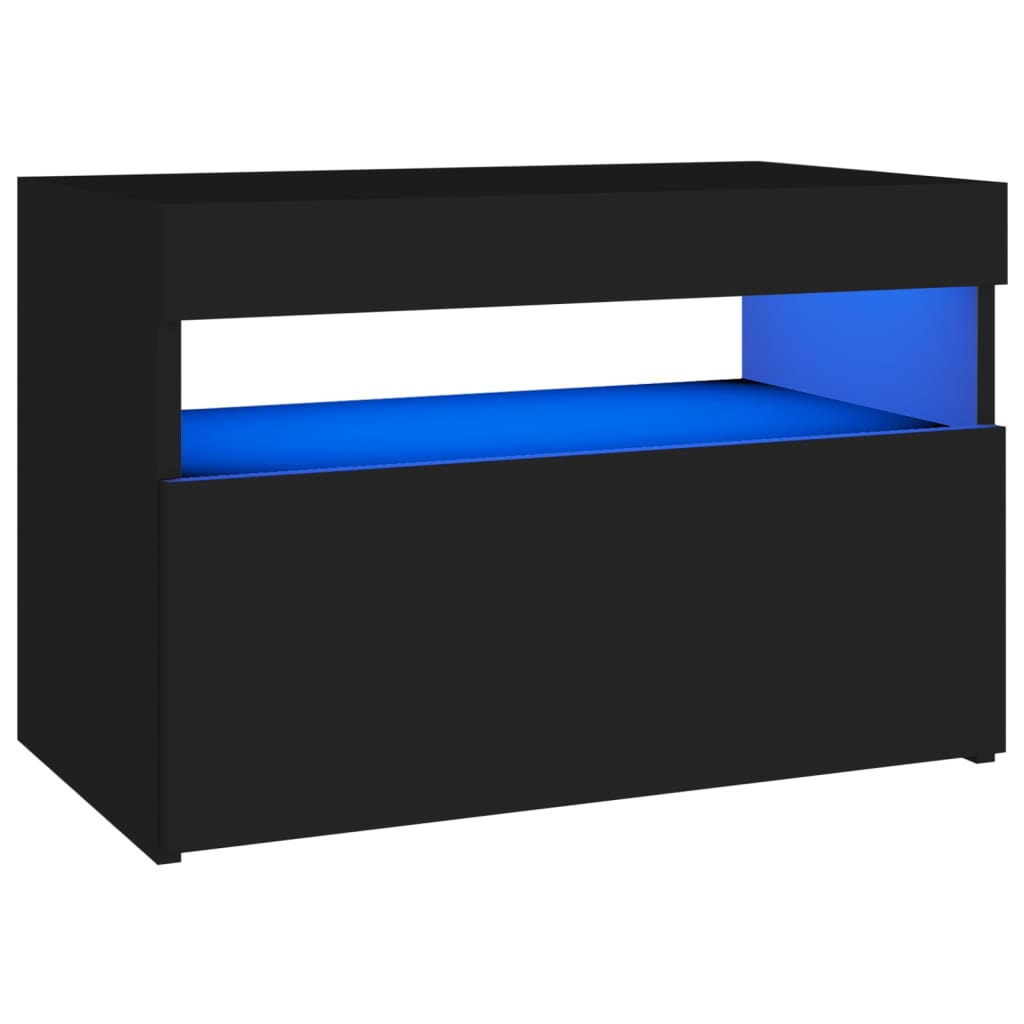 vidaXL Comodă TV cu lumini LED, negru, 60x35x40 cm