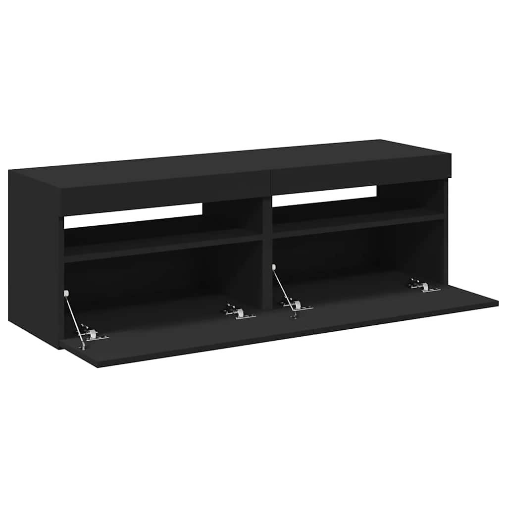 vidaXL Comode TV cu lumini LED, 2 buc., negru, 60x35x40 cm