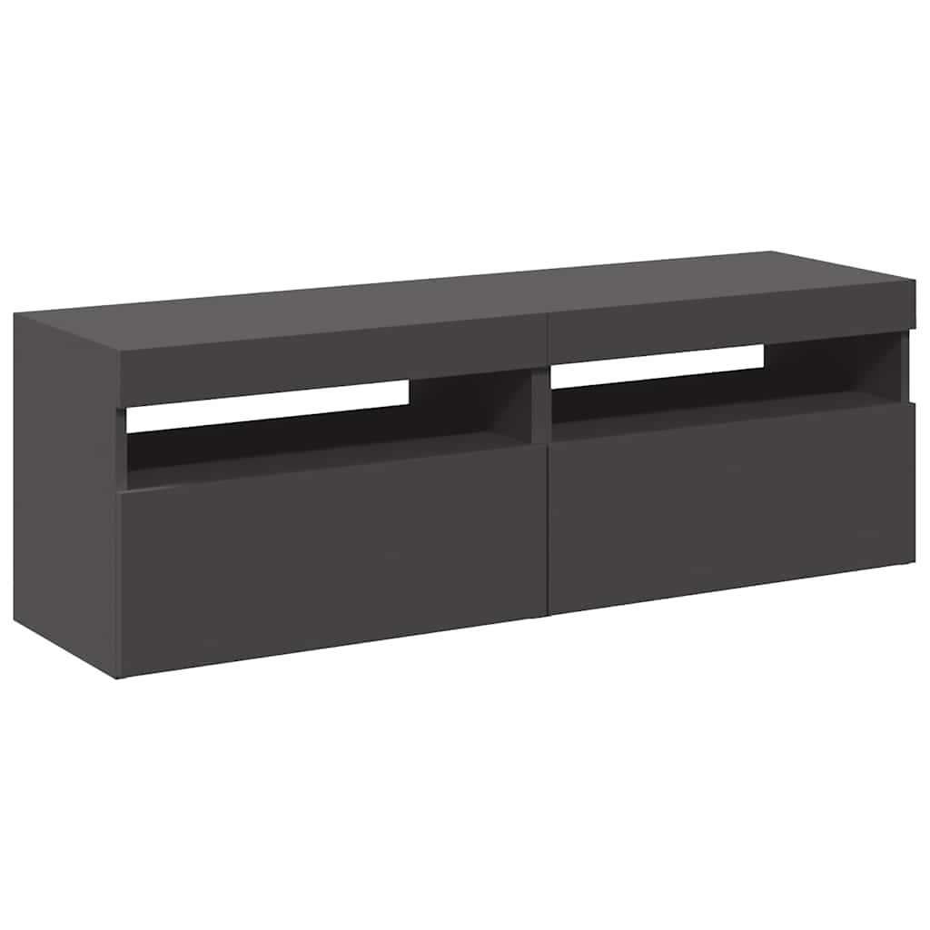 vidaXL Comode TV cu lumini LED, 2 buc., gri, 60x35x40 cm