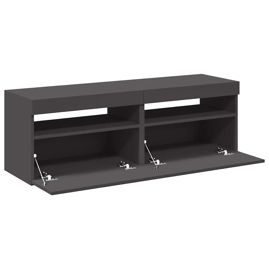 vidaXL Comode TV cu lumini LED, 2 buc., gri, 60x35x40 cm