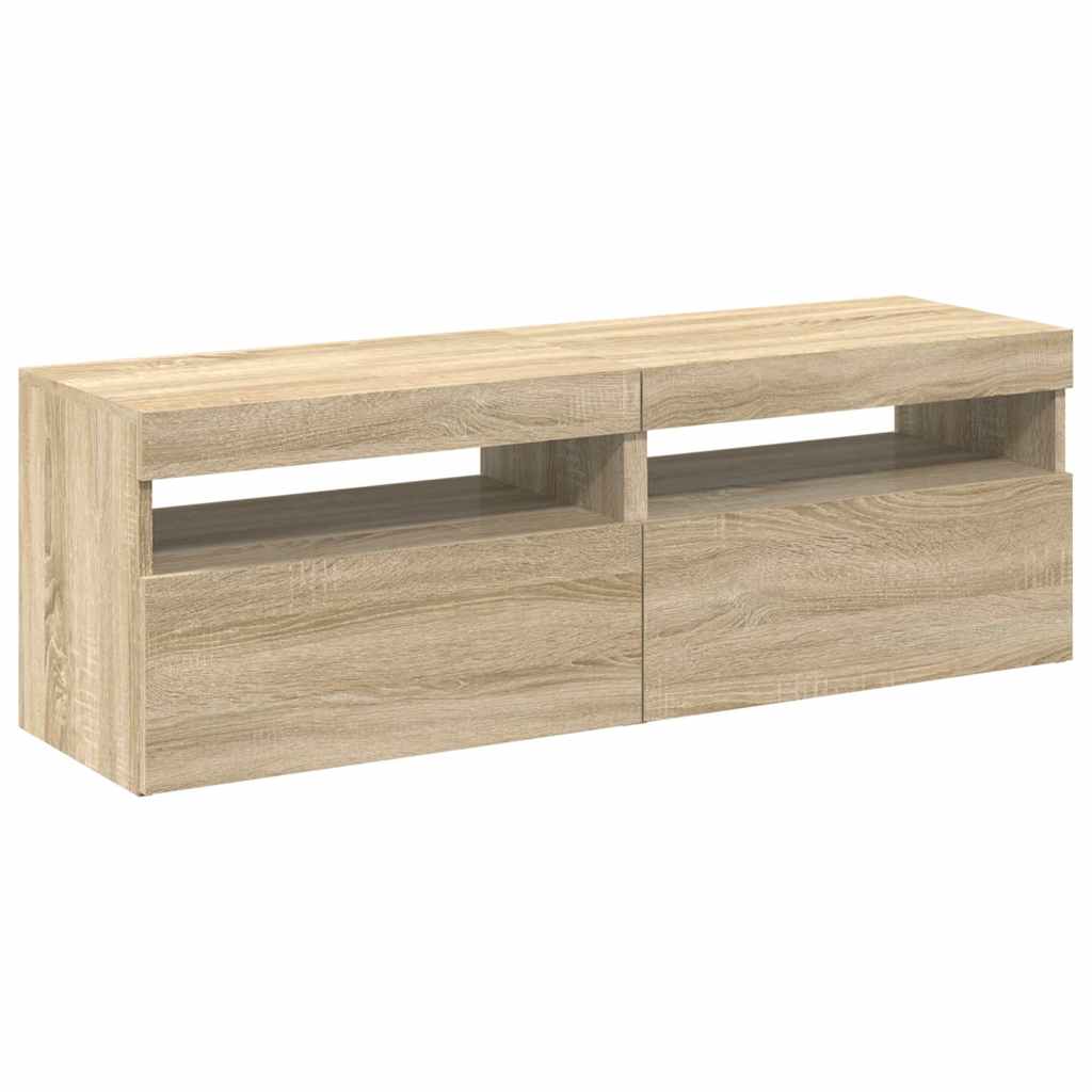 vidaXL Comode TV cu lumini LED, 2 buc., stejar Sonoma, 60x35x40 cm