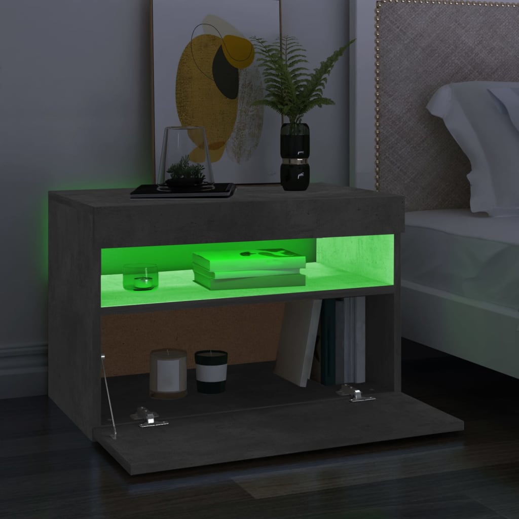 vidaXL Comodă TV cu lumini LED, gri beton, 60x35x40 cm