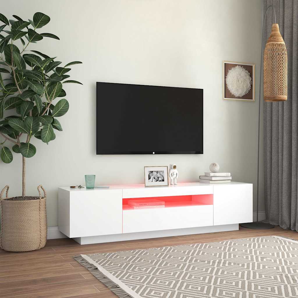 vidaXL Comodă TV cu lumini LED, alb, 160x35x40 cm vidaXL Comodă TV cu lumini LED, alb, 160x35x40 cm