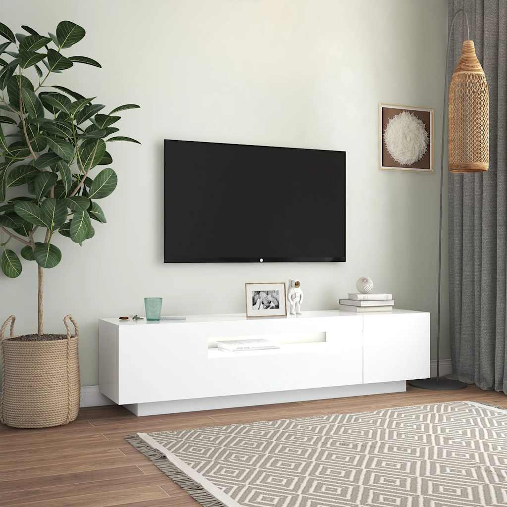 vidaXL Comodă TV cu lumini LED, alb, 160x35x40 cm vidaXL Comodă TV cu lumini LED, alb, 160x35x40 cm