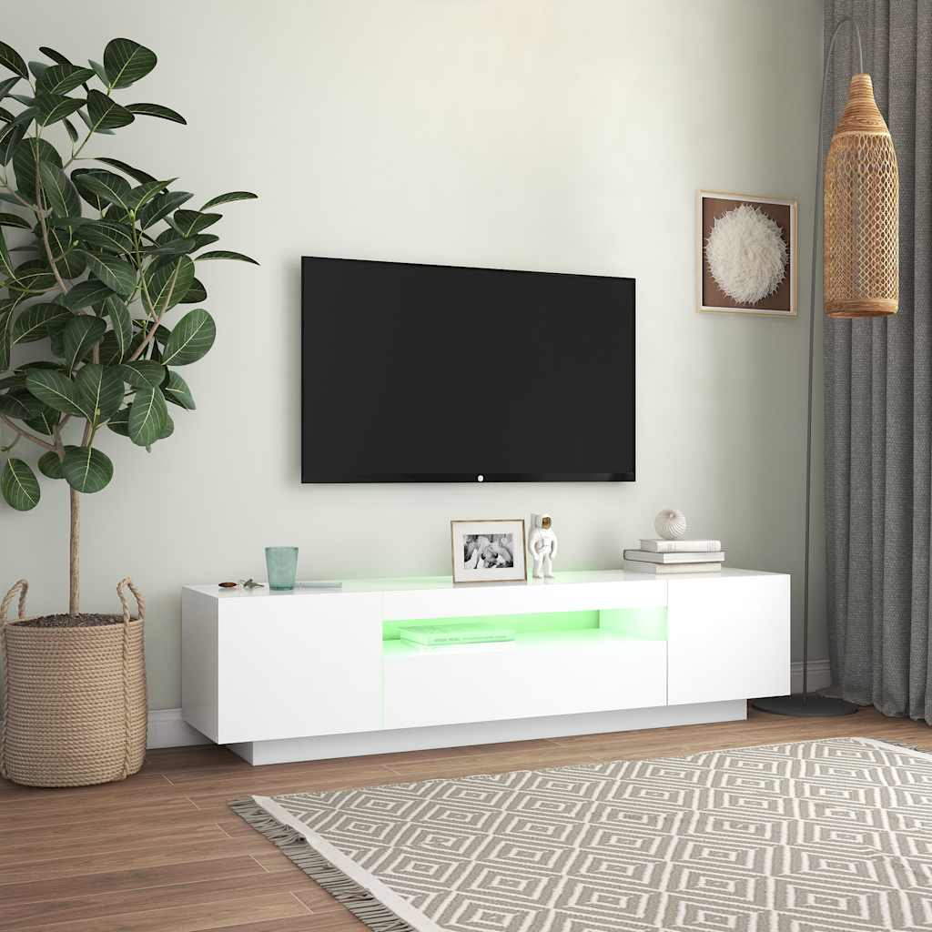 vidaXL Comodă TV cu lumini LED, alb, 160x35x40 cm vidaXL Comodă TV cu lumini LED, alb, 160x35x40 cm