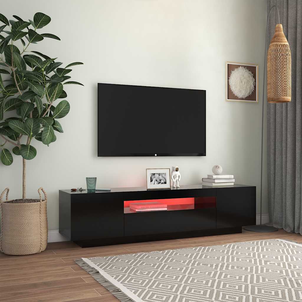vidaXL Comodă TV cu lumini LED, negru, 160x35x40 cm vidaXL Comodă TV cu lumini LED, negru, 160x35x40 cm