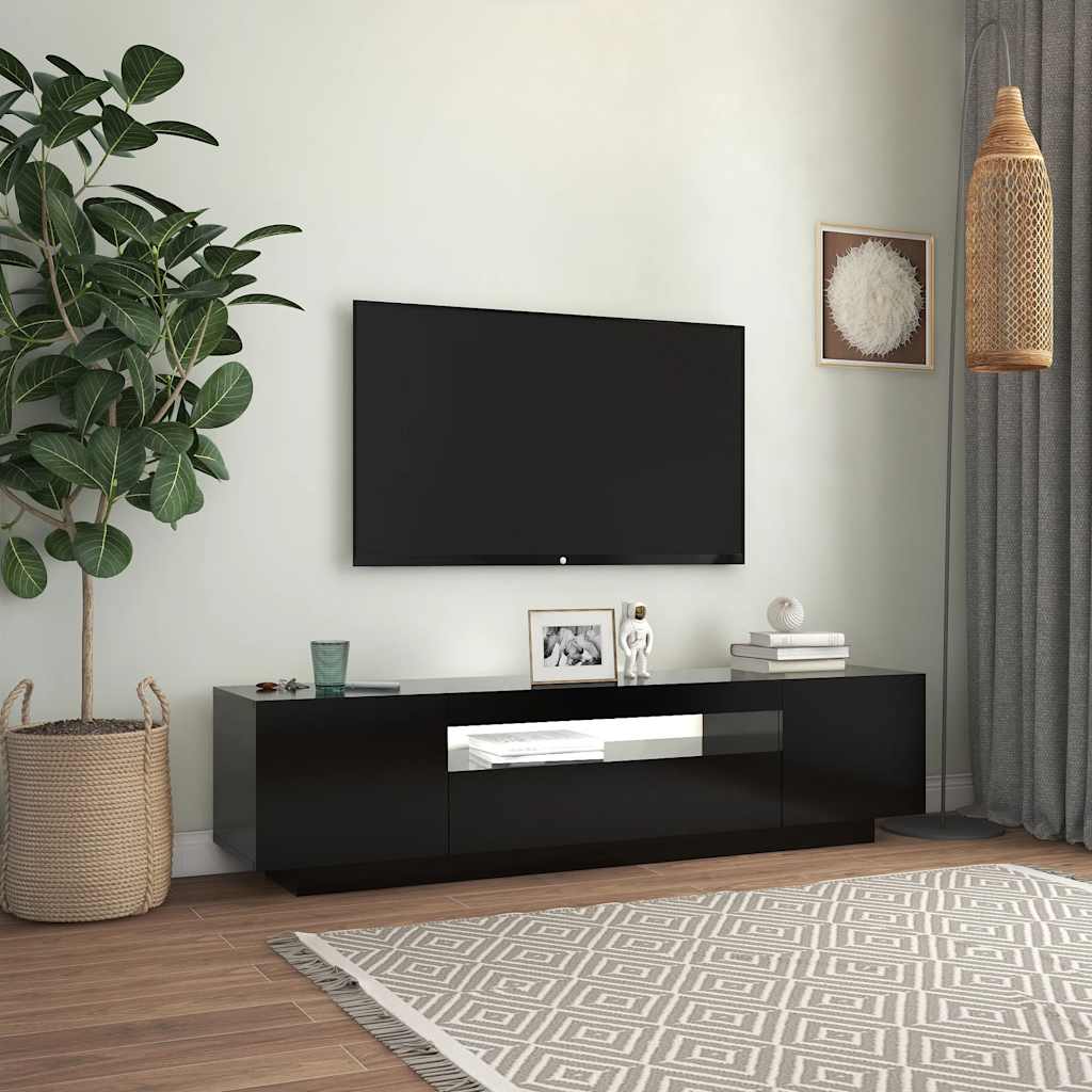 vidaXL Comodă TV cu lumini LED, negru, 160x35x40 cm vidaXL Comodă TV cu lumini LED, negru, 160x35x40 cm