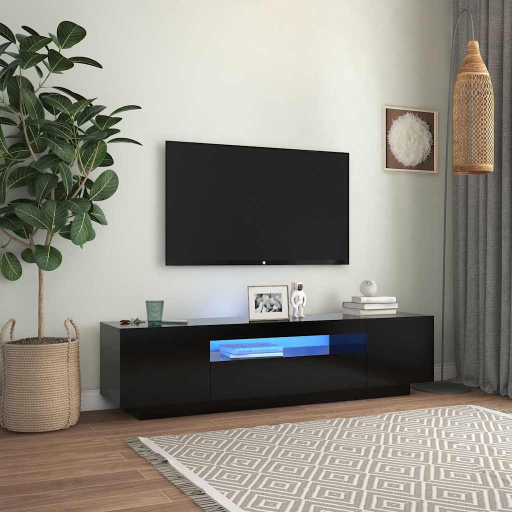 vidaXL Comodă TV cu lumini LED, negru, 160x35x40 cm vidaXL Comodă TV cu lumini LED, negru, 160x35x40 cm
