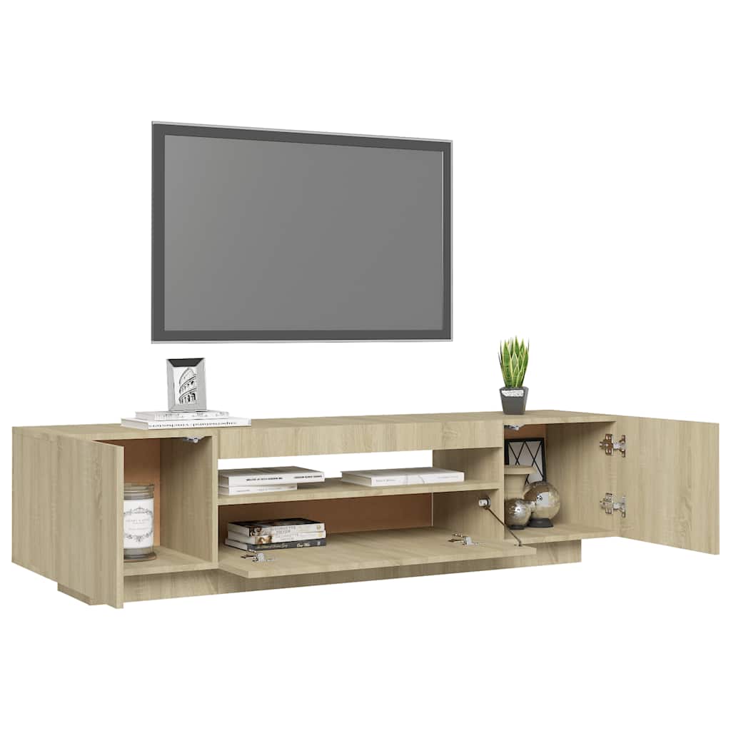 vidaXL Comodă TV cu lumini LED, stejar sonoma, 160x35x40 cm