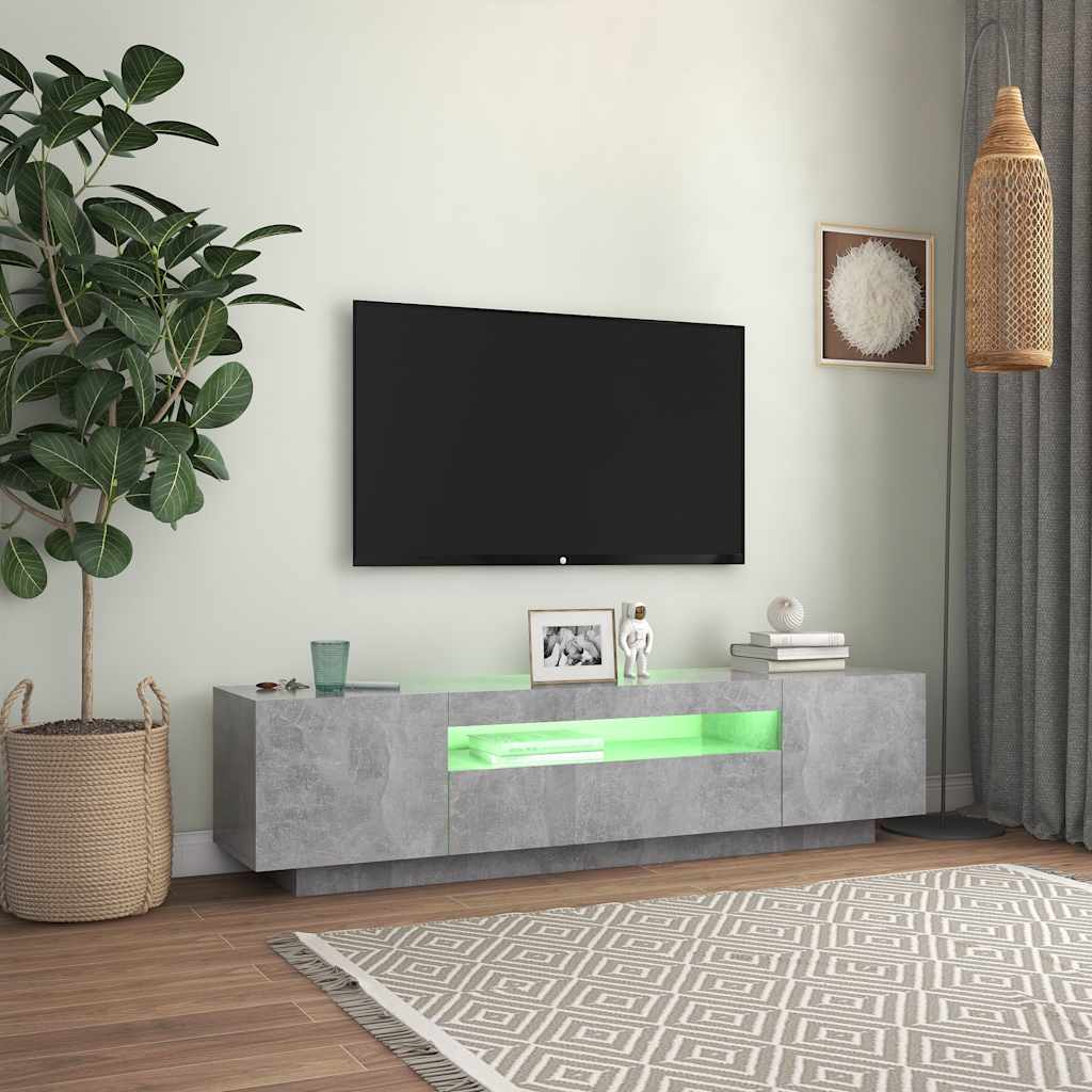 vidaXL Comodă TV cu lumini LED, gri beton, 160x35x40 cm vidaXL Comodă TV cu lumini LED, gri beton, 160x35x40 cm