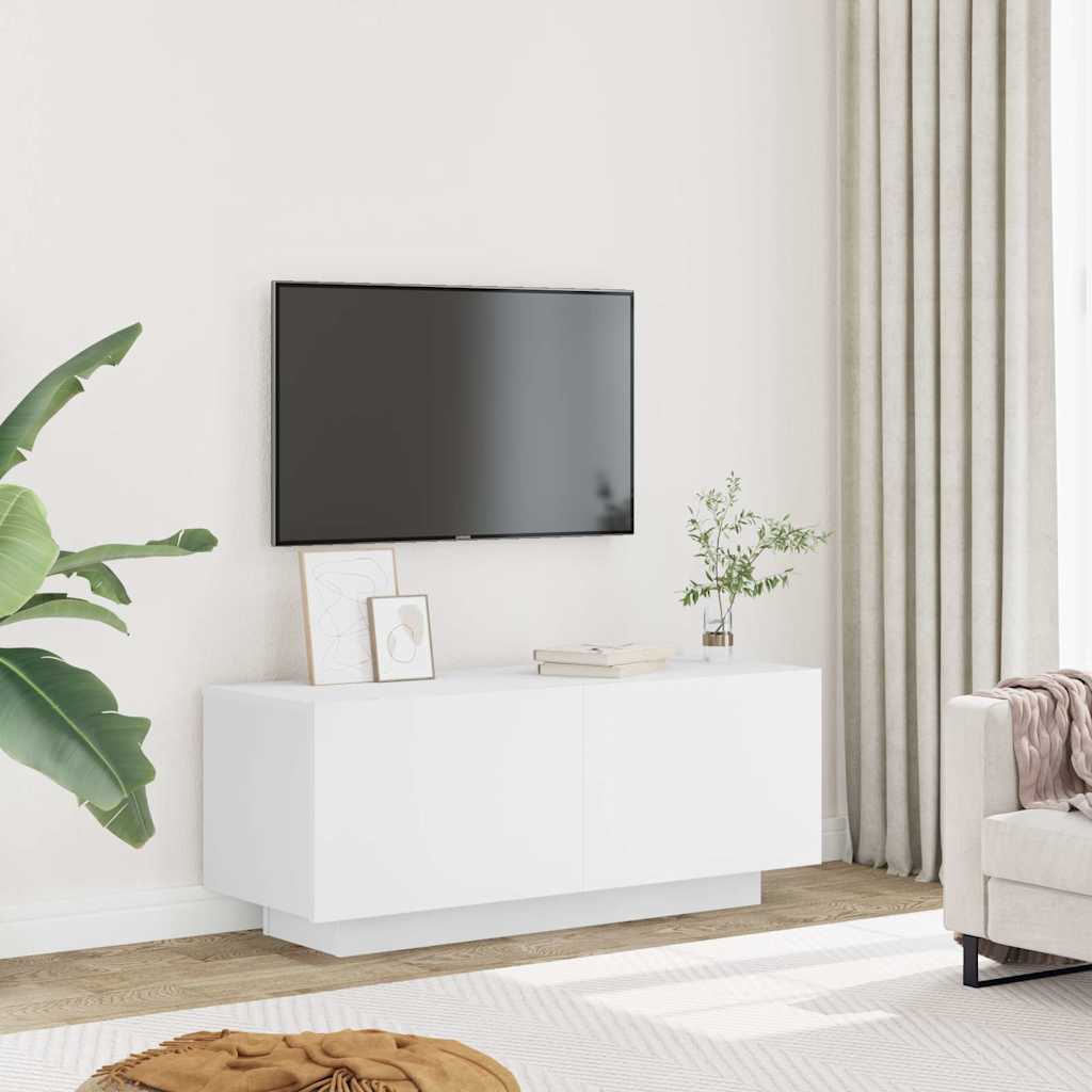 vidaXL Comodă TV, alb, 100x35x40 cm, lemn prelucrat