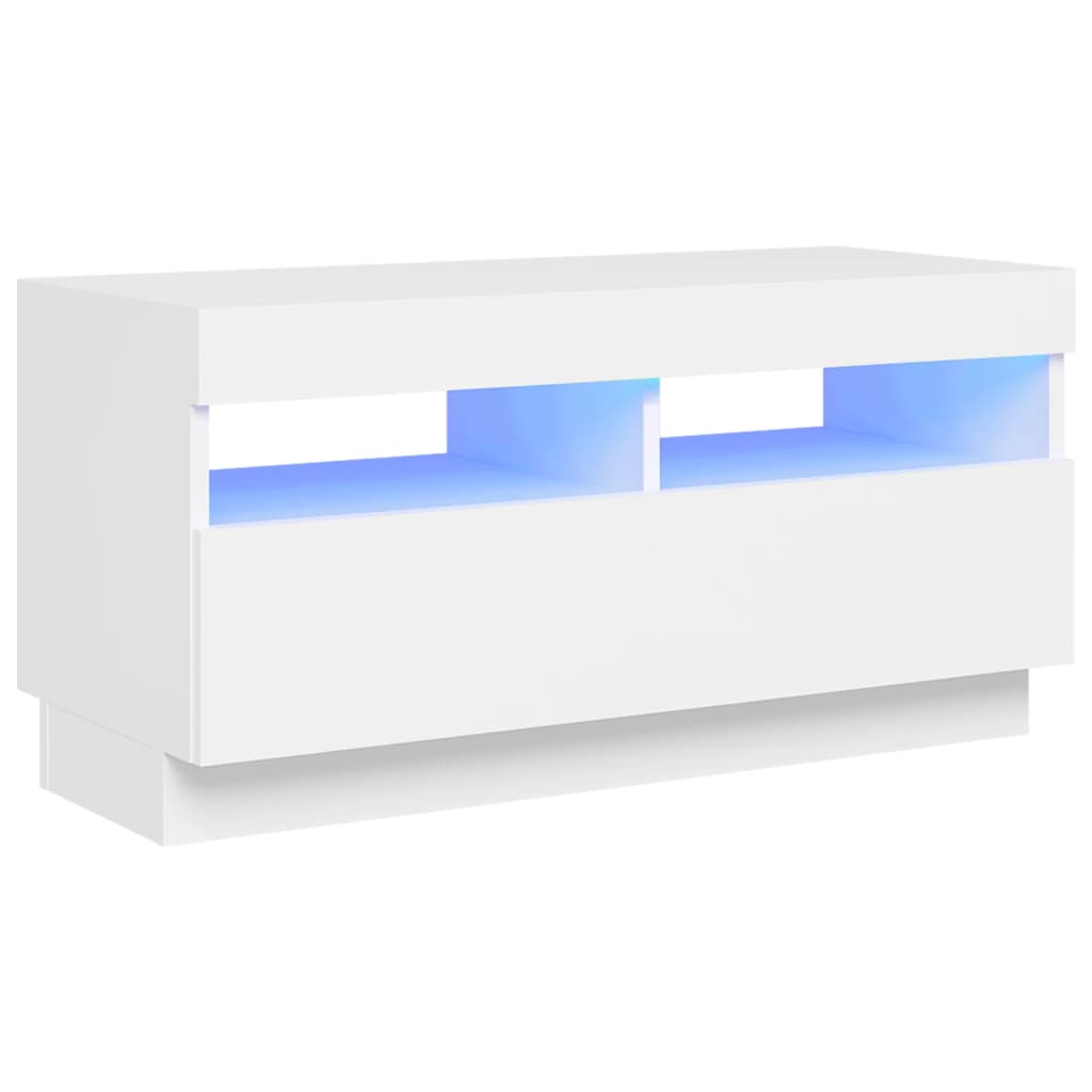 vidaXL Comodă TV cu lumini LED, alb, 80x35x40 cm vidaXL Comodă TV cu lumini LED, alb, 80x35x40 cm