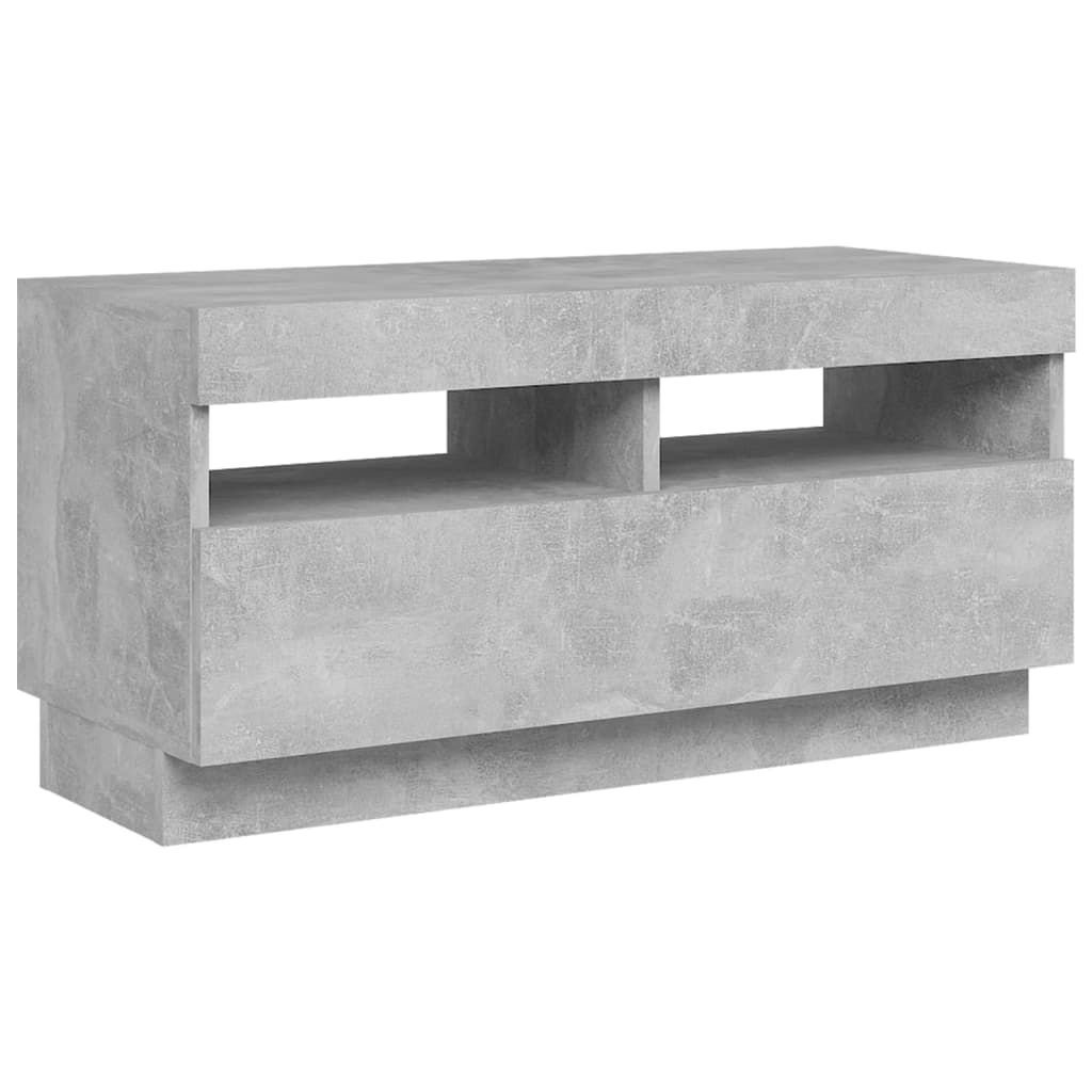 vidaXL Comodă TV cu lumini LED, gri beton, 80x35x40 cm