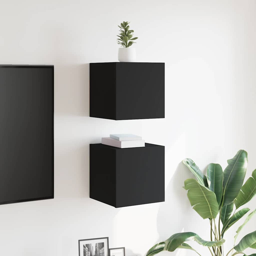 vidaXL Dulapuri TV montaj pe perete, 2 buc., negru, 30,5x30x30 cm