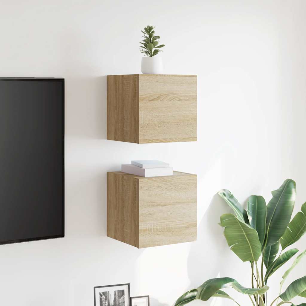 vidaXL Dulapuri TV montaj pe perete 2 buc. stejar sonoma 30,5x30x30 cm