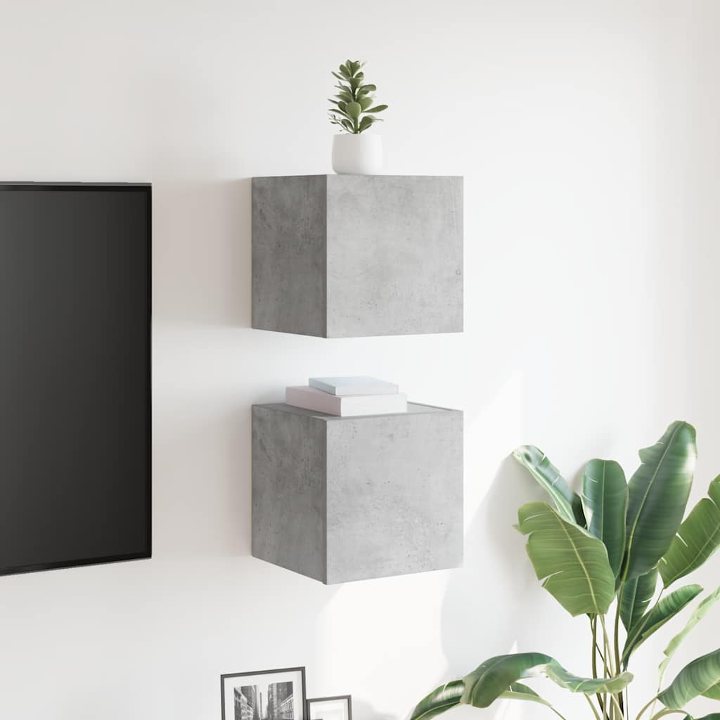 vidaXL Dulapuri TV montaj pe perete, 2 buc., gri beton, 30,5x30x30 cm