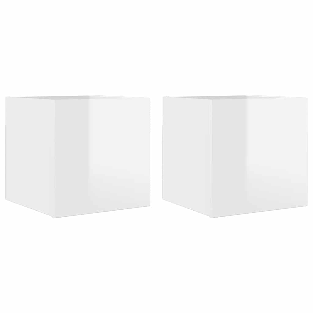 vidaXL Dulapuri TV suspendate, 2 buc., alb extralucios, 30,5x30x30 cm