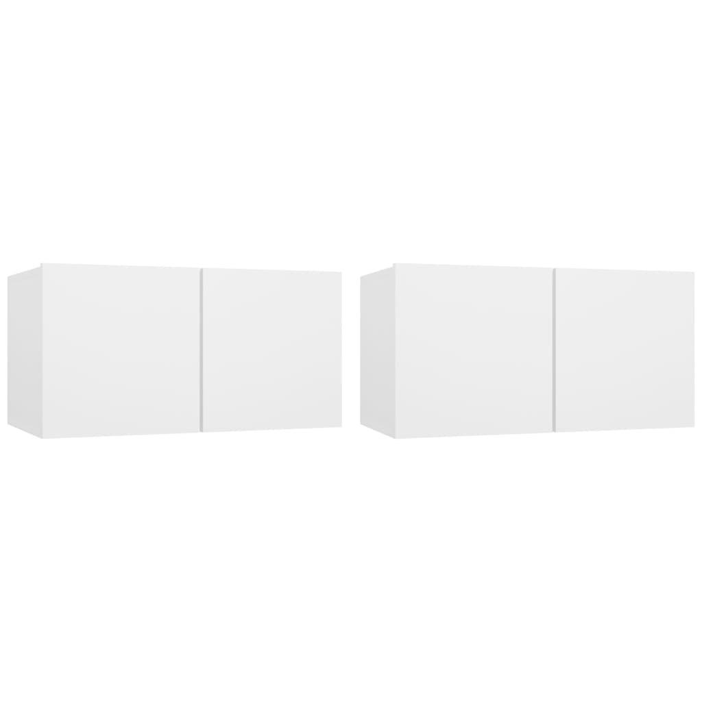 vidaXL Dulapuri TV suspendate, 2 buc., alb, 60x30x30 cm