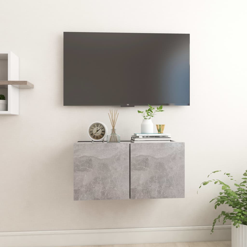 vidaXL Dulap TV suspendat, gri beton, 60x30x30 cm vidaXL Dulap TV suspendat, gri beton, 60x30x30 cm