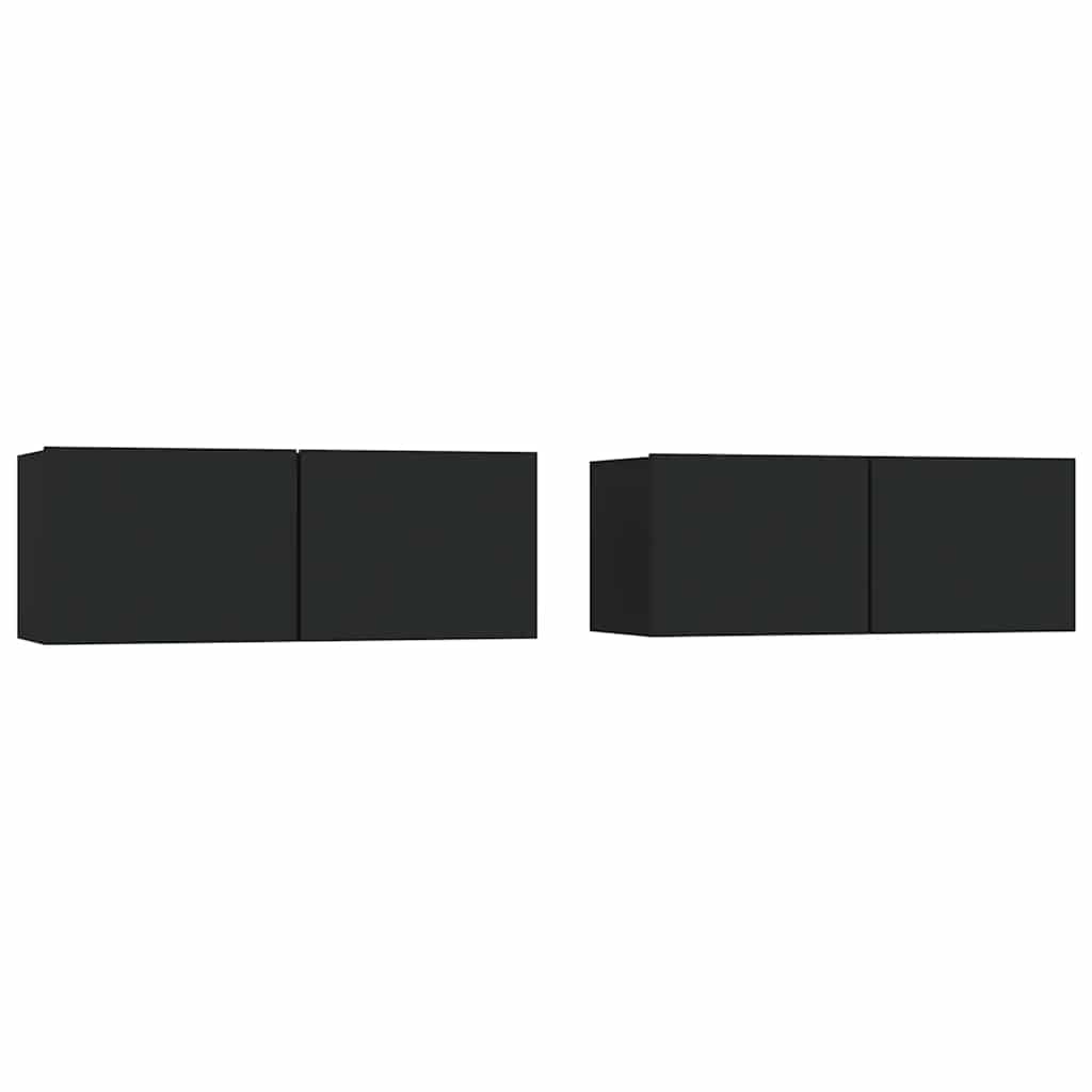 vidaXL Comode TV, 2 buc., negru, 80x30x30 cm, lemn compozit