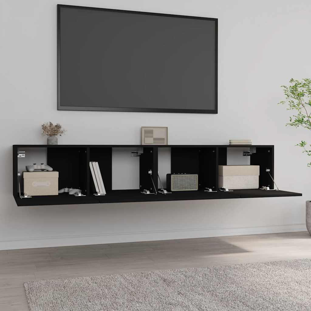 vidaXL Comode TV, 2 buc., negru, 80x30x30 cm, lemn compozit