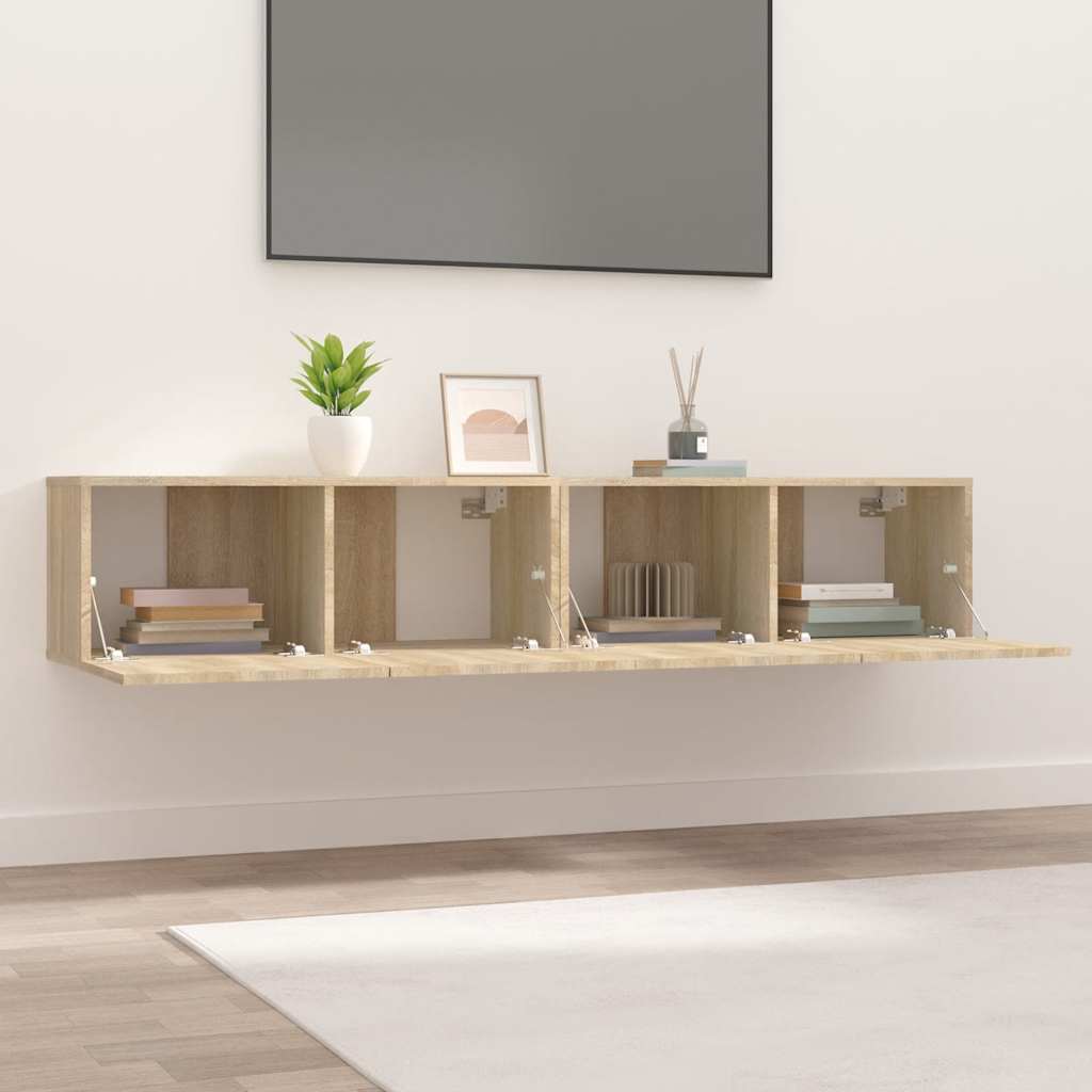 vidaXL Comode TV, 2 buc., stejar sonoma, 80x30x30 cm, lemn compozit