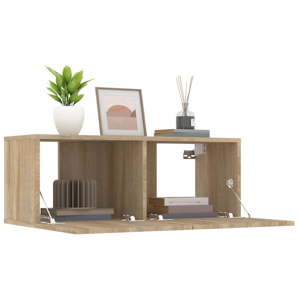 vidaXL Comode TV, 2 buc., stejar sonoma, 80x30x30 cm, lemn compozit