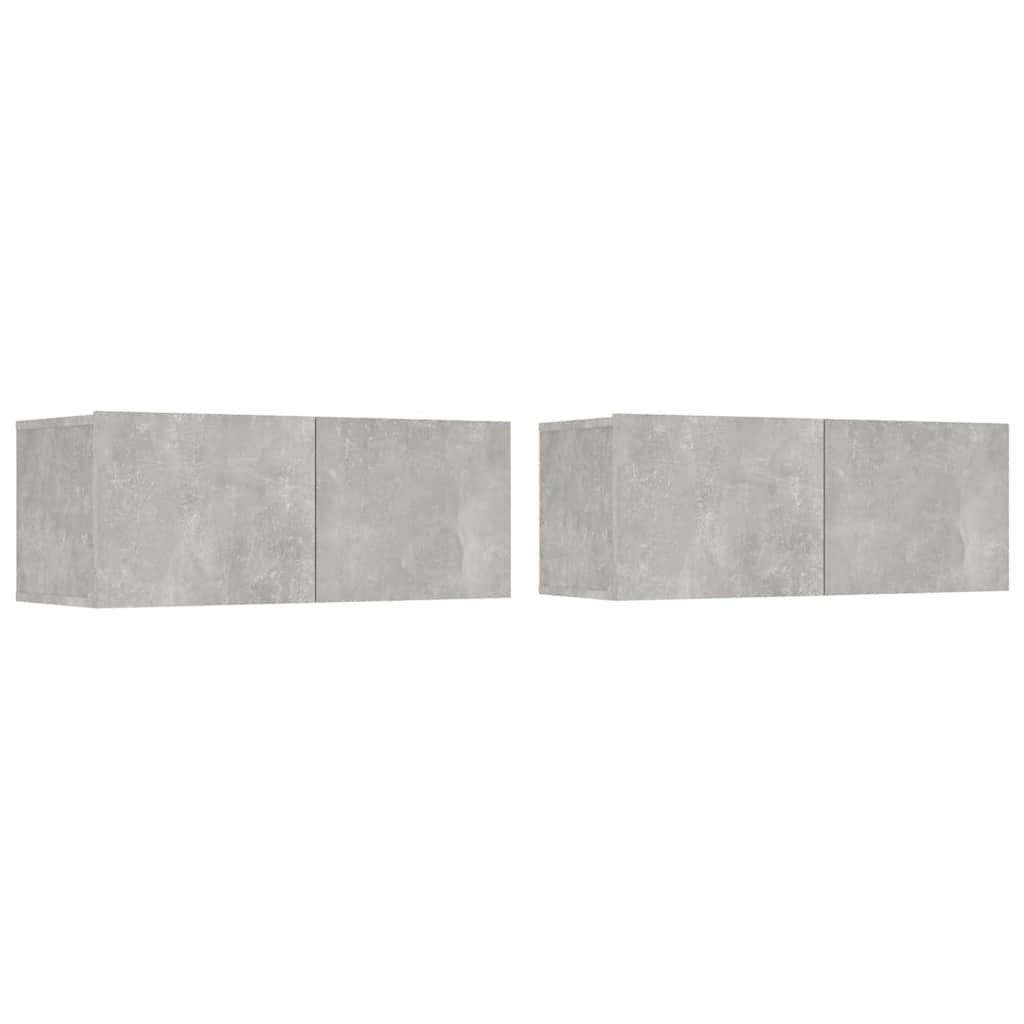 vidaXL Comode TV, 2 buc., gri beton, 80x30x30 cm, lemn compozit