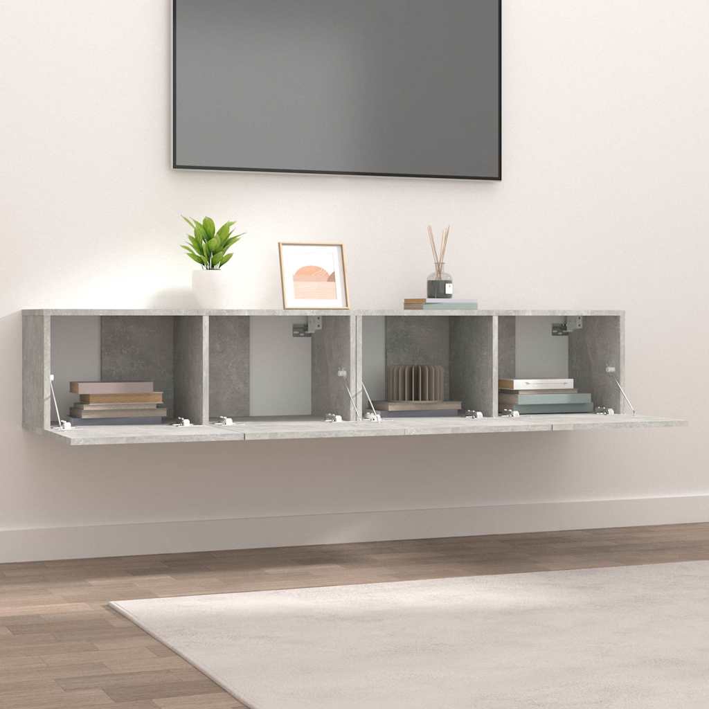 vidaXL Comode TV, 2 buc., gri beton, 80x30x30 cm, lemn compozit