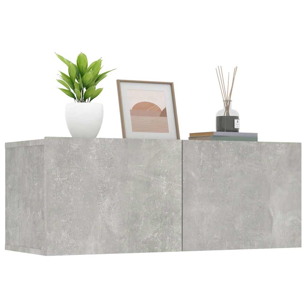 vidaXL Comode TV, 2 buc., gri beton, 80x30x30 cm, lemn compozit