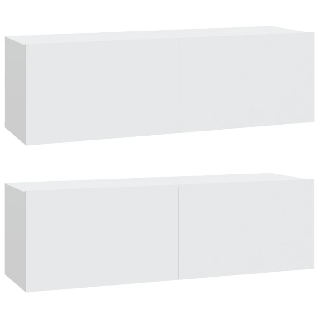 vidaXL Dulapuri TV de perete 2 buc. alb 100x30x30 cm lemn compozit