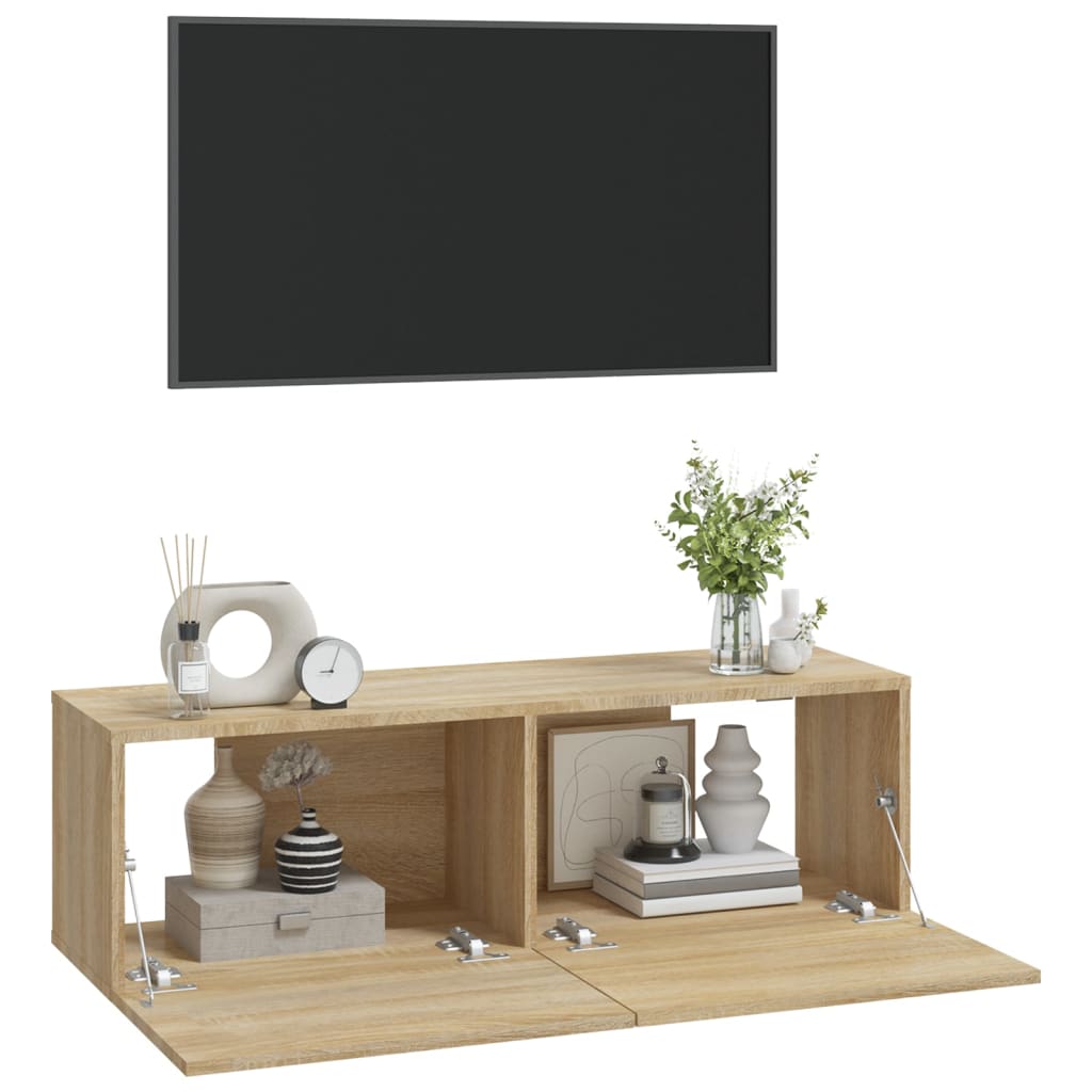 vidaXL Dulapuri TV de perete 2 buc. stejar 100x30x30 cm lemn compozit