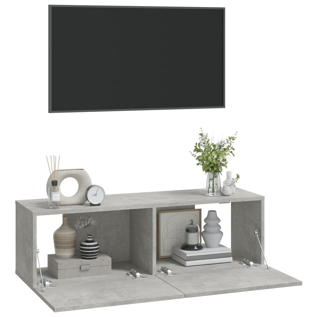 vidaXL Dulapuri TV perete 2 buc. gri beton 100x30x30 cm lemn compozit vidaXL Dulapuri TV perete 2 buc. gri beton 100x30x30 cm lemn compozit