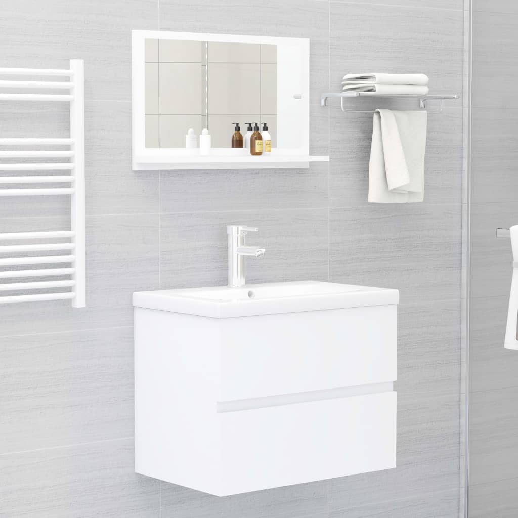 vidaXL Oglindă de baie, alb, 60x10,5x37 cm, lemn prelucrat