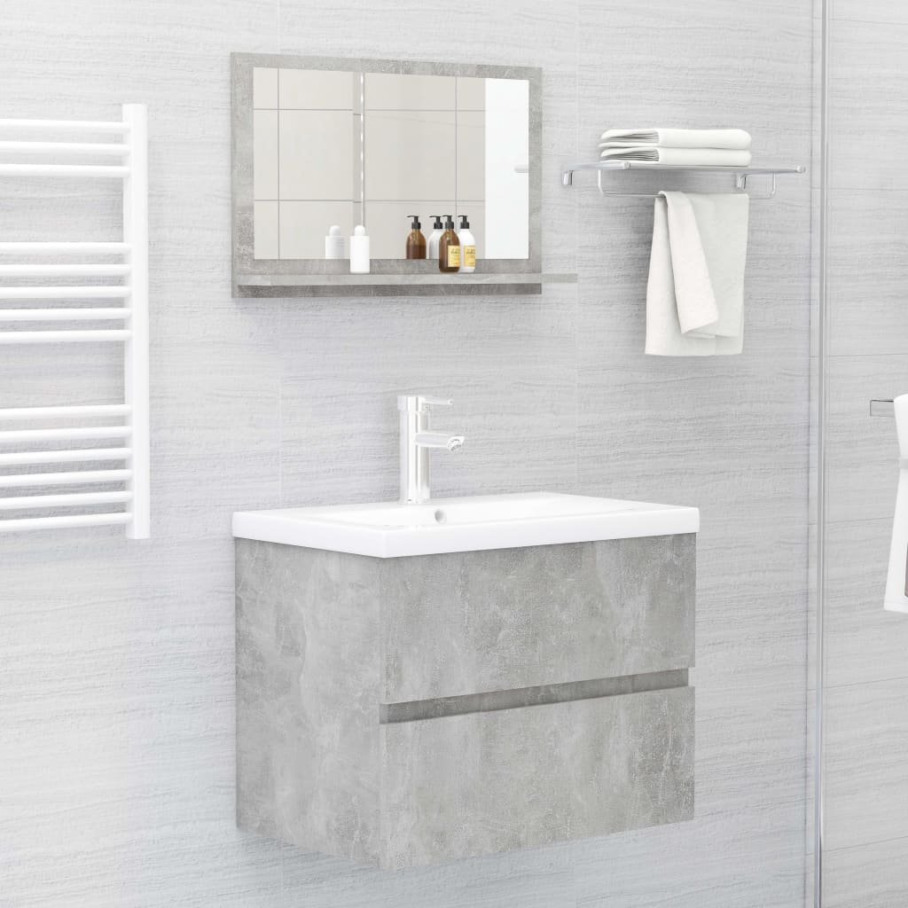vidaXL Dulap de baie cu oglindă, gri beton, 60 x 10,5 x 37 cm, PAL vidaXL Dulap de baie cu oglindă, gri beton, 60 x 10,5 x 37 cm, PAL
