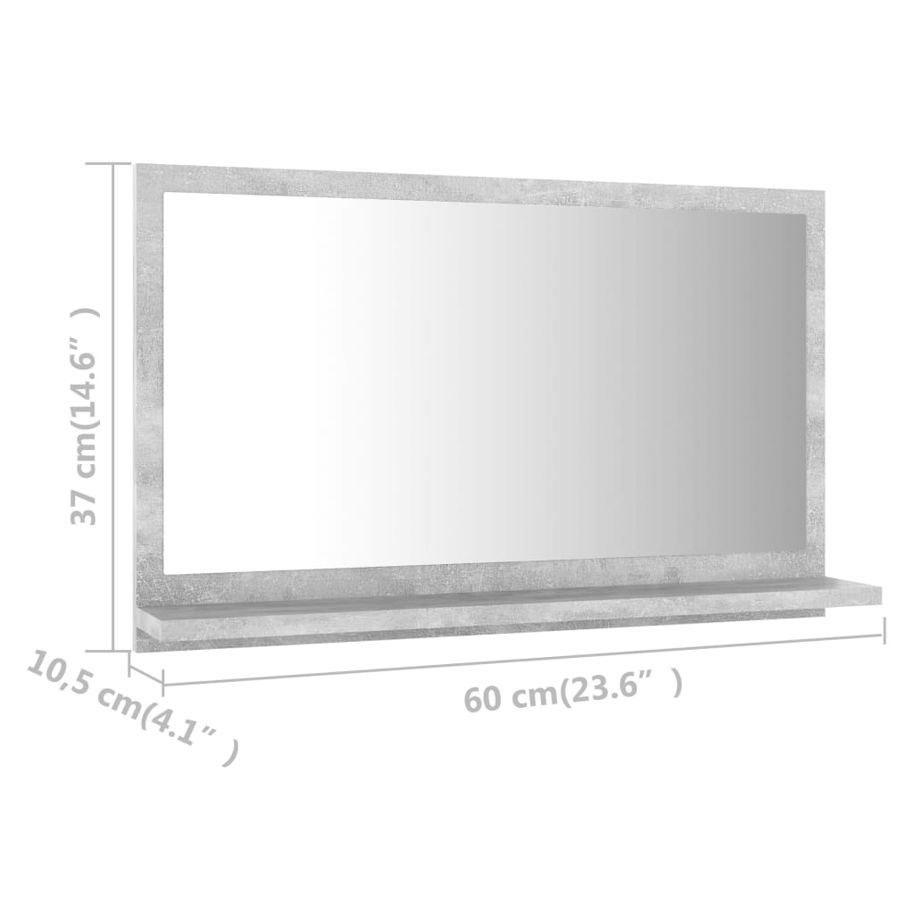 vidaXL Dulap de baie cu oglindă, gri beton, 60 x 10,5 x 37 cm, PAL vidaXL Dulap de baie cu oglindă, gri beton, 60 x 10,5 x 37 cm, PAL