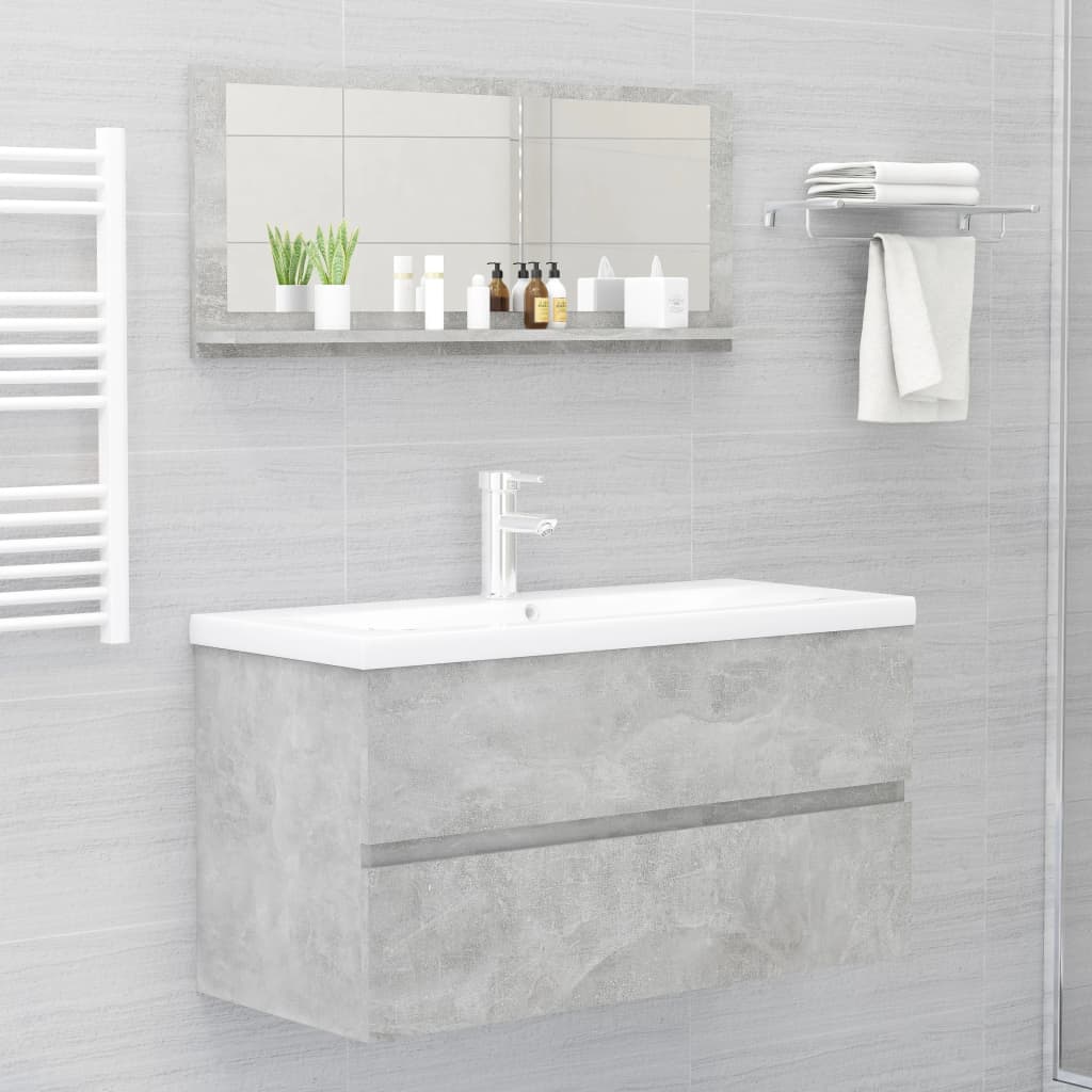 vidaXL Dulap de baie cu oglindă, gri beton, 90 x 10,5 x 37 cm, PAL vidaXL Dulap de baie cu oglindă, gri beton, 90 x 10,5 x 37 cm, PAL