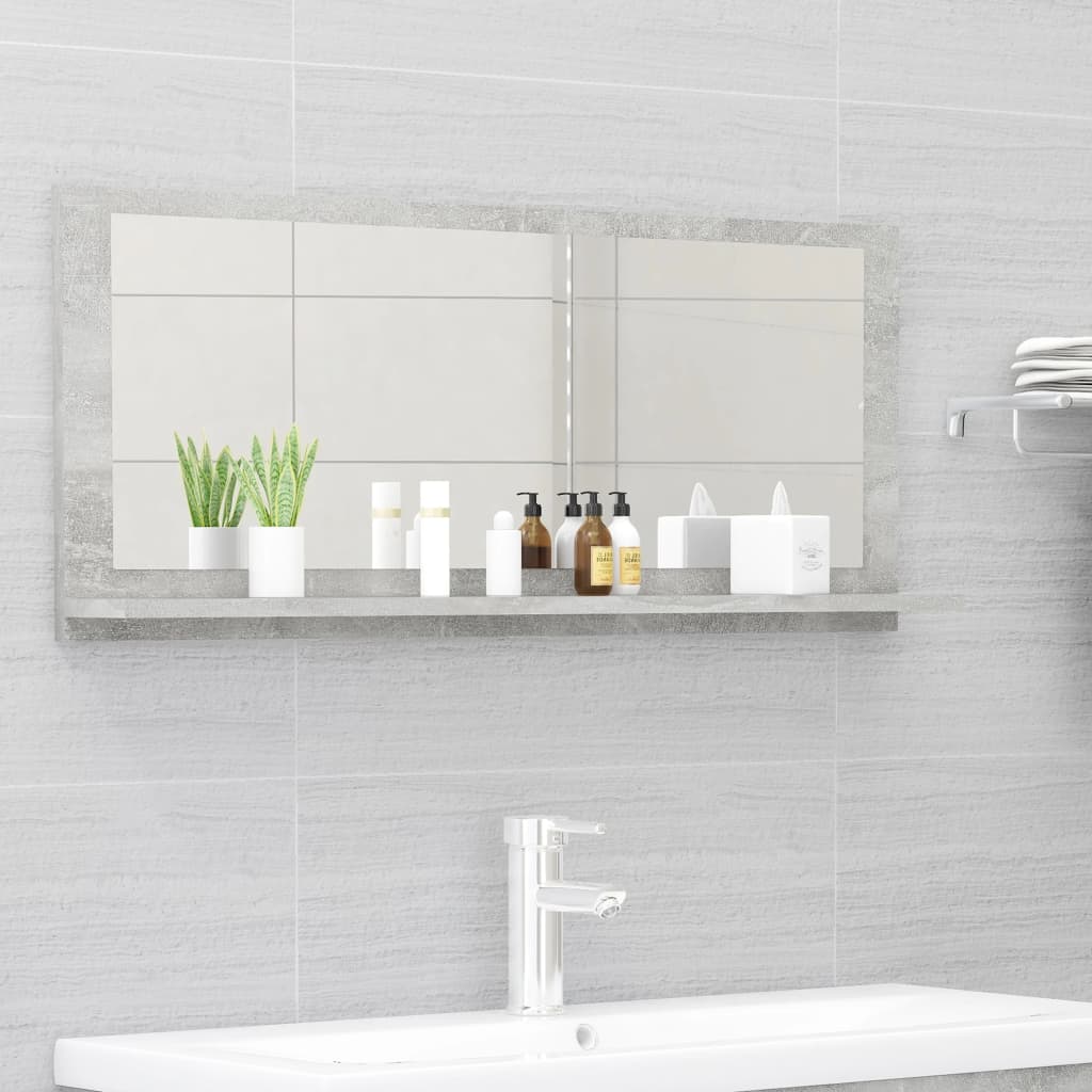 vidaXL Dulap de baie cu oglindă, gri beton, 90 x 10,5 x 37 cm, PAL vidaXL Dulap de baie cu oglindă, gri beton, 90 x 10,5 x 37 cm, PAL