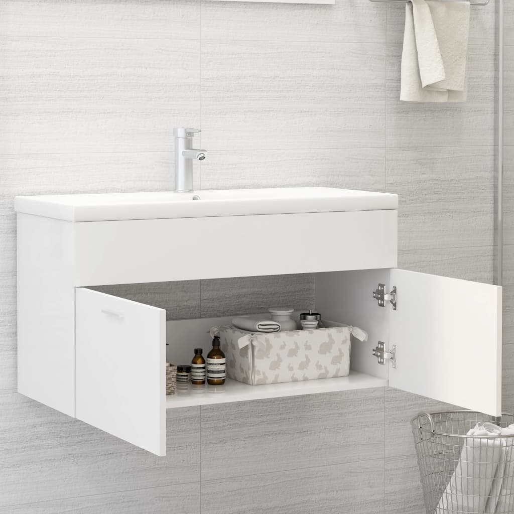 vidaXL Dulap de chiuvetă, alb, 90x38,5x46 cm, PAL vidaXL Dulap de chiuvetă, alb, 90x38,5x46 cm, PAL