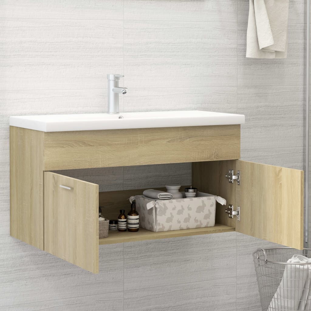 vidaXL Dulap de chiuvetă, stejar Sonoma, 90x38,5x46 cm, PAL vidaXL Dulap de chiuvetă, stejar Sonoma, 90x38,5x46 cm, PAL