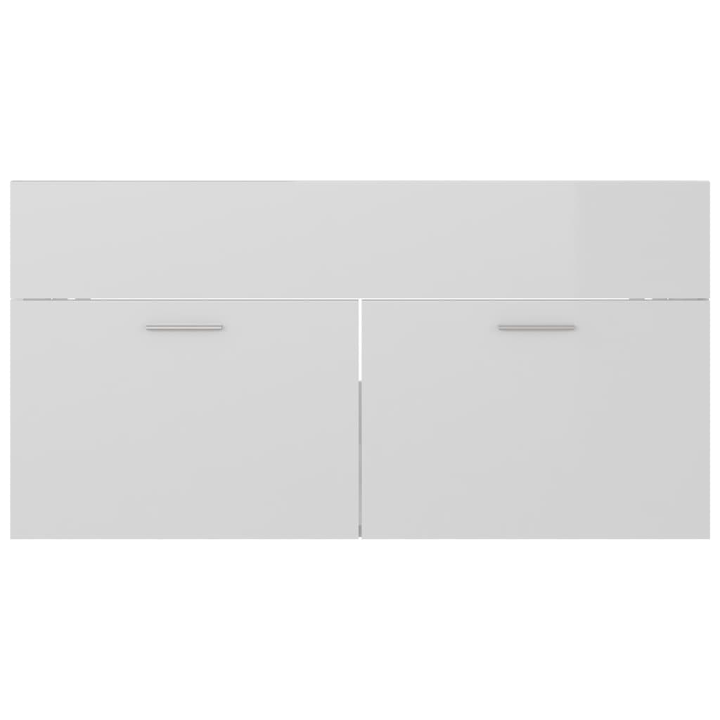 vidaXL Dulap de chiuvetă, alb extralucios, 90x38,5x46 cm, PAL vidaXL Dulap de chiuvetă, alb extralucios, 90x38,5x46 cm, PAL